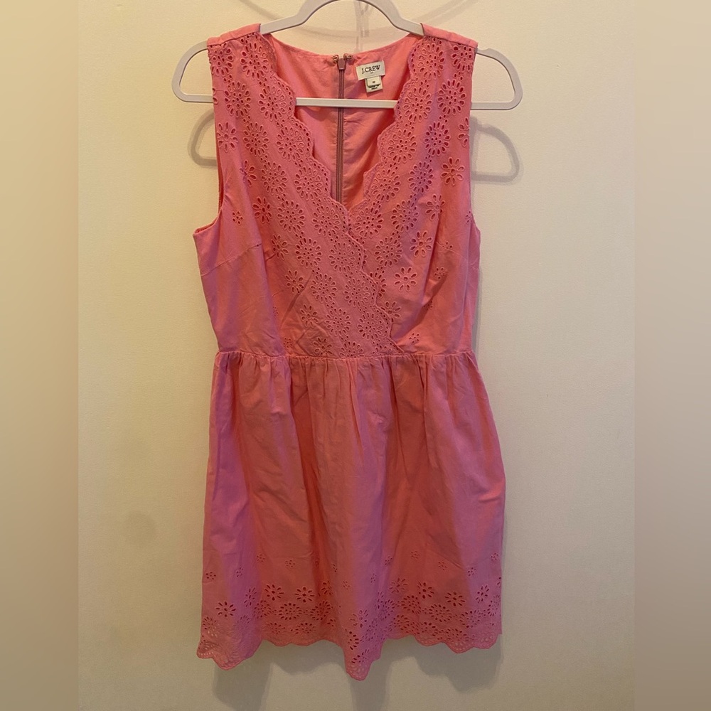 J. Crew Pink Eyelet V-Neck Dress- Size 10